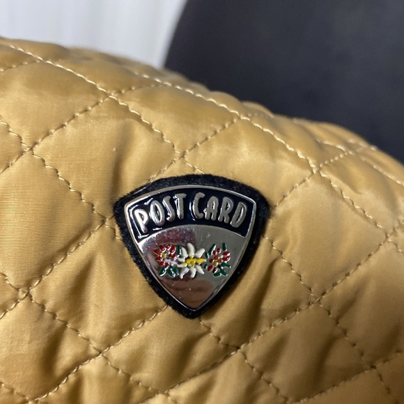 Post card quilted high quality trench coat in colour gold! Outerwear Size 6 - Picture 15 of 17